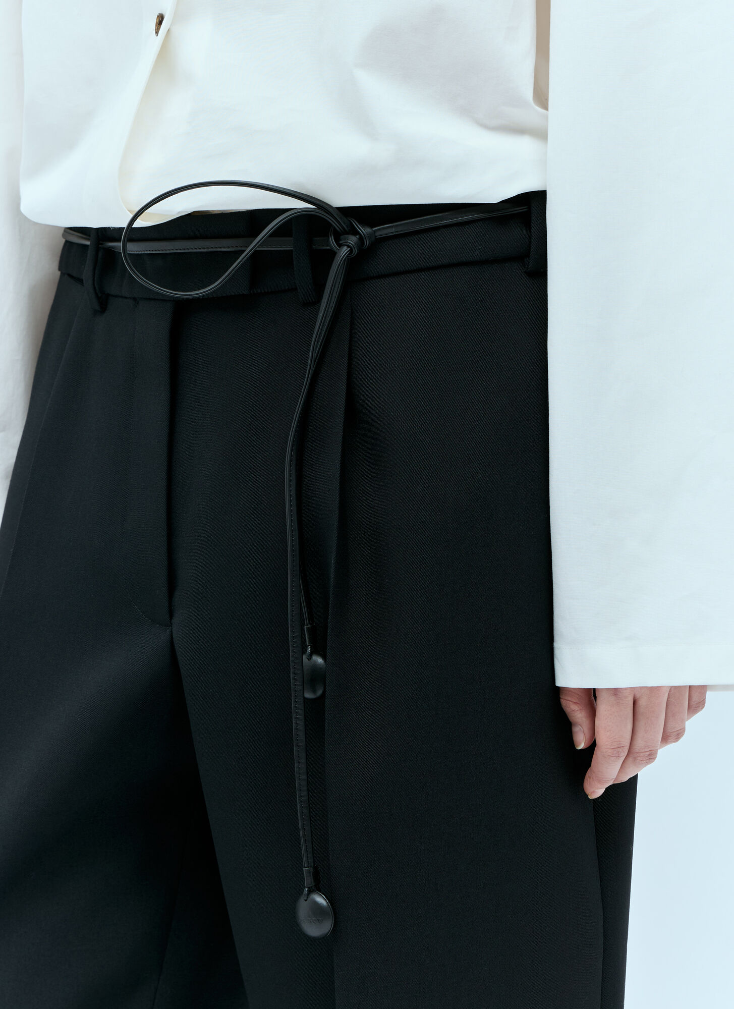The Row Leather Macaron Belt In Black