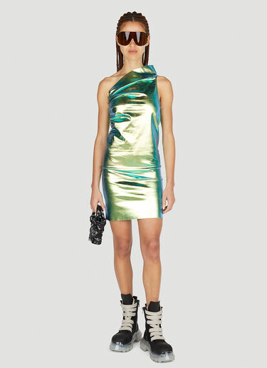 Rick Owens Metallic One Shoulder Top Green ric0251021