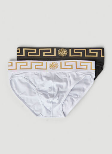 Versace Men's Set of Two Greca Border Briefs in White