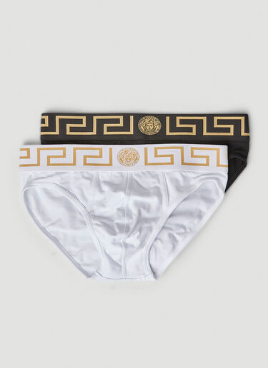 Versace Greca 饰边三角内裤两件套 黑和白 ver0149068