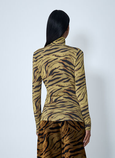 Printed Mesh Top GANNI Printed Mesh Top Khaki gan0262011