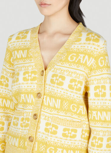Logo Button Down Cardigan GANNI Logo Button Down Cardigan Yellow gan0253003