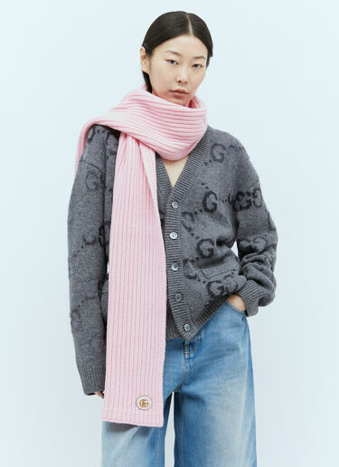Gucci 双 G 羊毛羊绒围巾 粉色 guc0255113