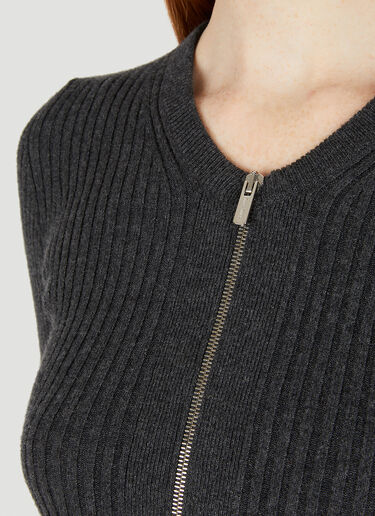 Miu Miu Zip Front Cropped Sweater Grey miu0248045