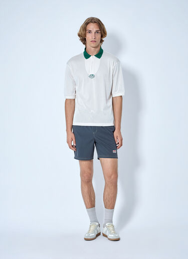 LN-CC® - Metalwood: Quarter Zip Jersey Polo Shirt - White Metalwood Quarter Zip Jersey Polo Shirt White met0164017