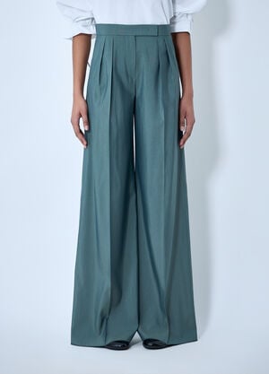 Max Mara High-Waisted Wide-Leg Trousers Green max0264005