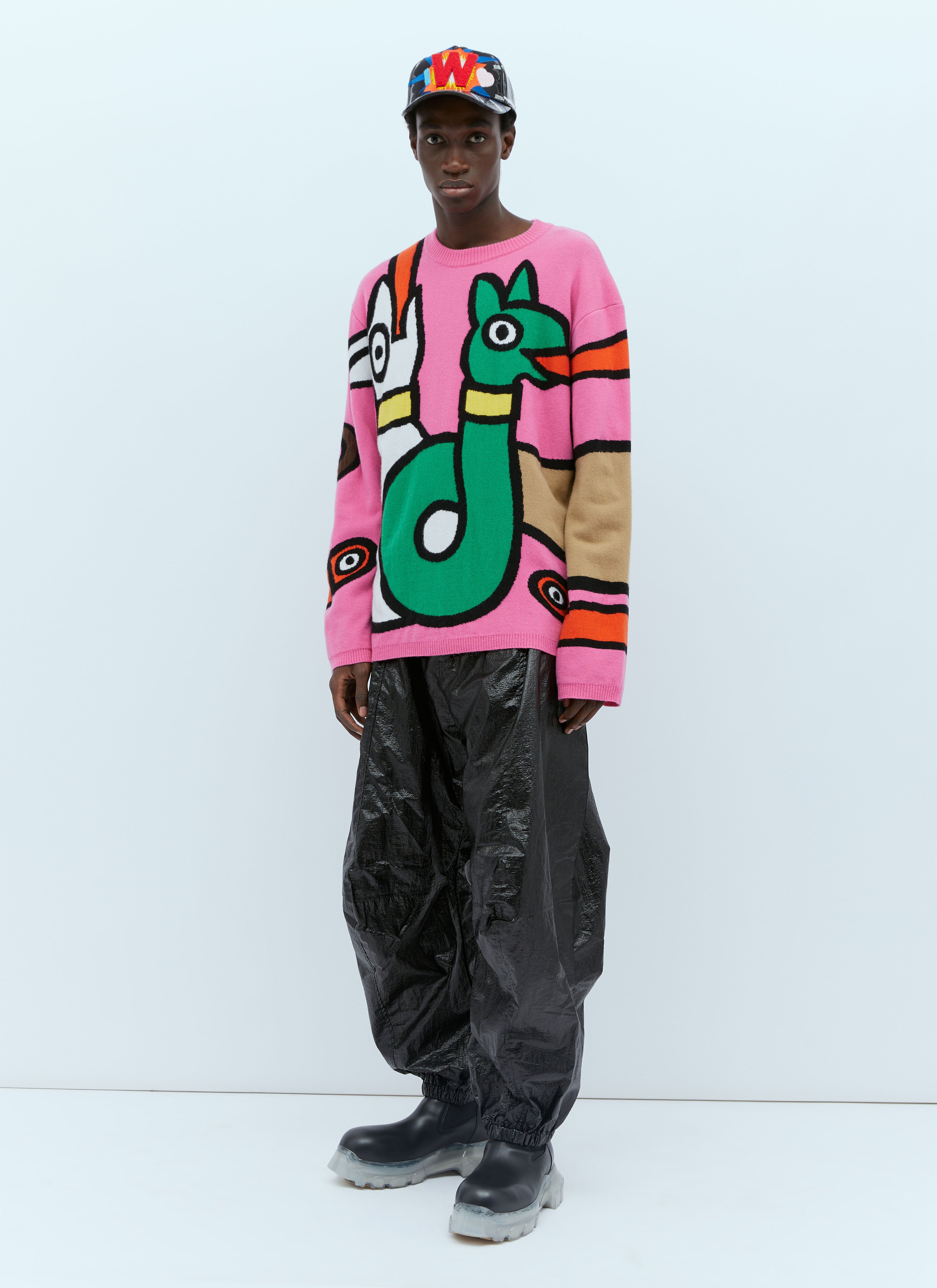 Walter Van Beirendonck Men's' Viper Wool Knit Sweater in Pink | LN-CC®