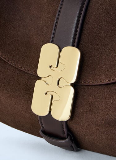 GANNI B-Kat Suede Shoulder Bag Brown gan0263042