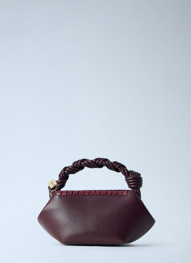 LN-CC® - GANNI: Bou Mini Tressé Handbag - Burgundy GANNI Bou Mini Tressé Handbag Burgundy gan0266020