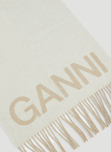 Ganni 徽标流苏围巾 白 gan0248040