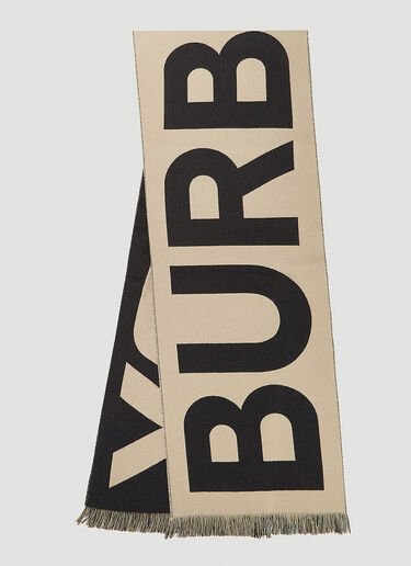 Burberry Logo Jacquard Scarf Beige bur0343006