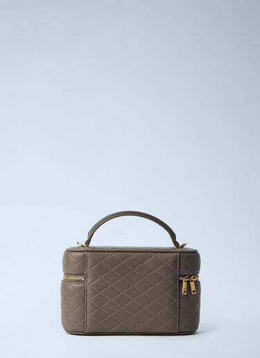 Saint Laurent Quilted Leather Vanity Case Grey sla0263095
