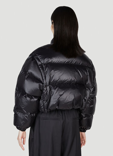Prada Re-Nylon Convertible Cropped Down Jacket Black pra0254016