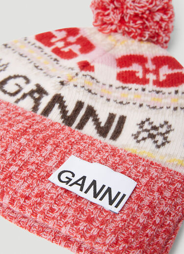 Graphic Motif Beanie Hat GANNI Graphic Motif Beanie Hat Red gan0253062