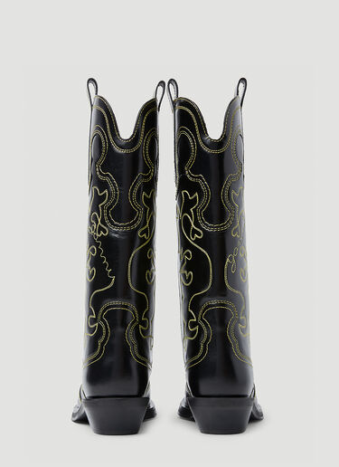 GANNI Embroidered Western Boots Black gan0253026