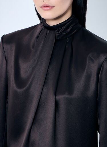 Twist-Neck Garter Blouse Saint Laurent Twist-Neck Garter Blouse Brown sla0258073
