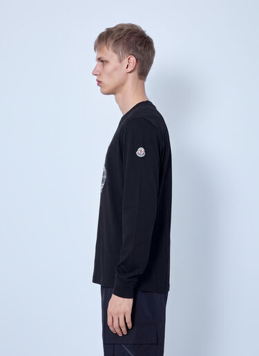 LN-CC® - Moncler: Check Panel Cotton Jersey T-Shirt - Black Moncler Check Panel Cotton Jersey T-Shirt Black mon0166056