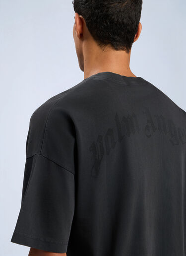 Curved Logo Loose Collar T-Shirt Palm Angels Curved Logo Loose Collar T-Shirt Black pma0162011