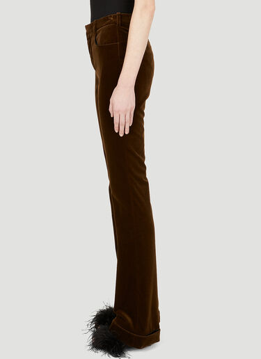 Saint Laurent Flared Velvet Pants Brown sla0247021