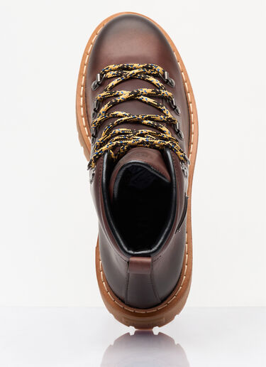 Prada Lace-Up Leather Boots Brown pra0258029