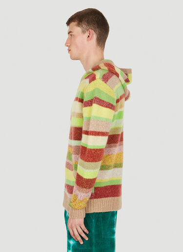 The Elder Statesman Striped Hooded Sweater Green tes0150001