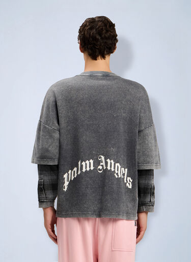 LN-CC® - Palm Angels: Skull Double Long-Sleeved T-Shirt - Grey Palm Angels Skull Double Long-Sleeved T-Shirt Grey pma0164067