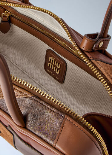 Miu Miu Beau Leather Patchwork Bag Brown miu0264116