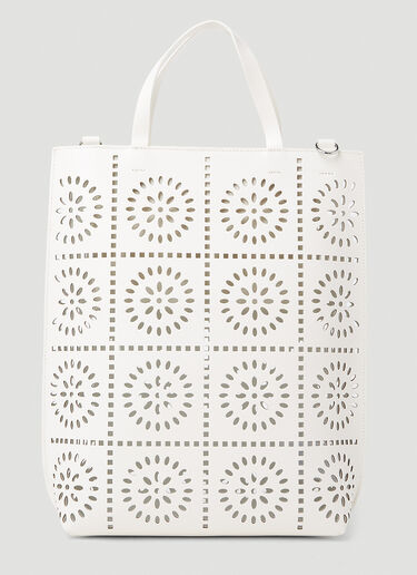 GANNI Banner Medium Tote Bag White gan0253034