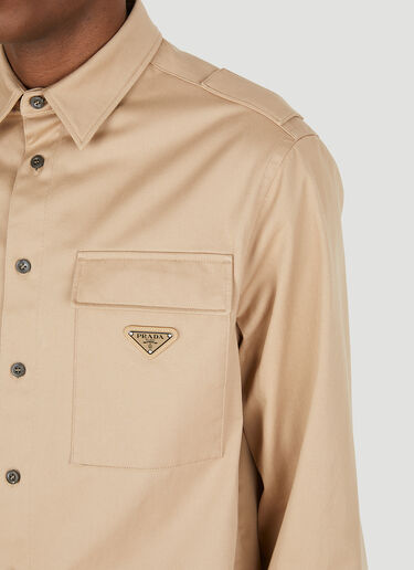 Prada Triangle Plaque Military Shirt Beige pra0149016