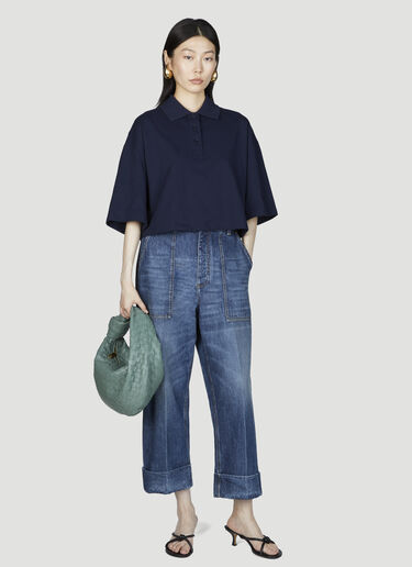 Bottega Veneta Cropped Polo Shirt Navy bov0255018