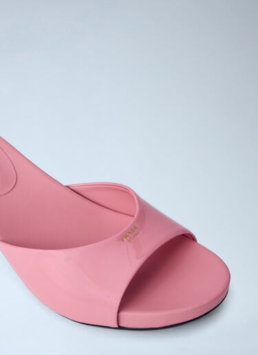 Prada Patent Leather Kitten Heel Mules Pink pra0264011