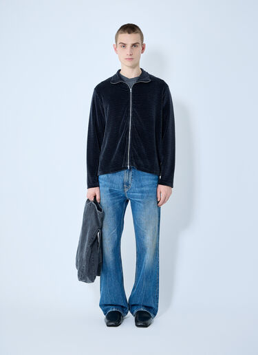 Our Legacy Phantom Stripe Velour Zip-Up Sweatshirt Blue our0160023
