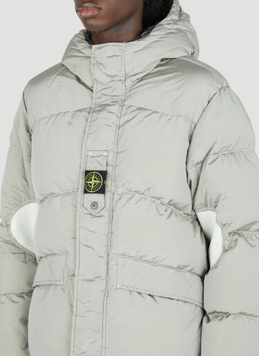 Stone Island 후드 다운 재킷 크림 sto0154021