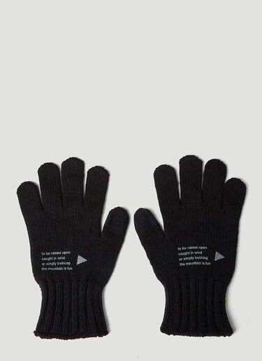 And Wander Text Print Gloves Black anw0149025