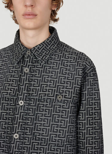 Balmain Jacquard Monogram Denim Shirt Black bln0153007