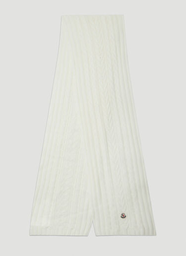 Moncler Cable-Knit Scarf White mon0238015