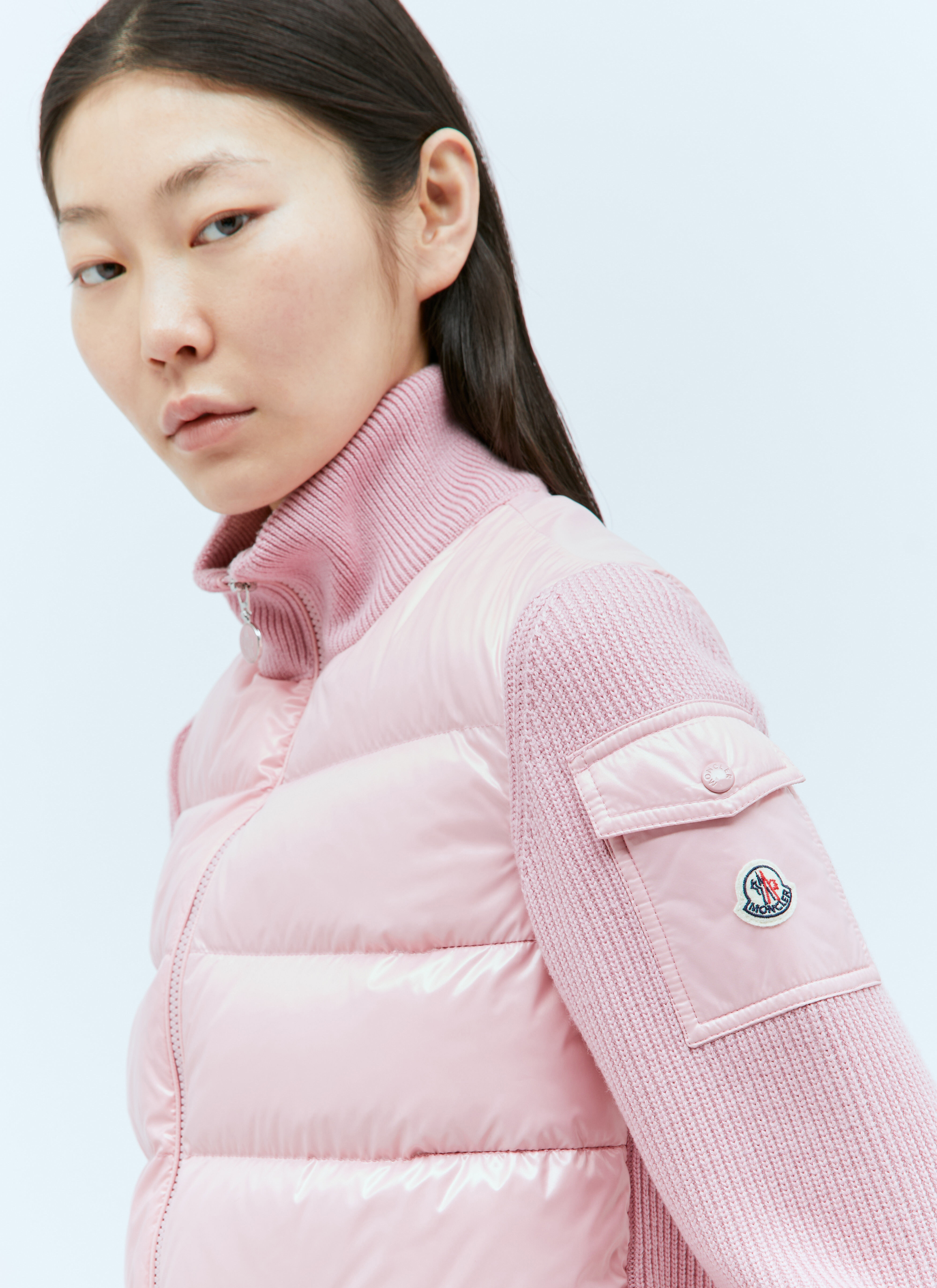 Moncler Padded Zip Up Cardigan in Pink fur Damen LN CC
