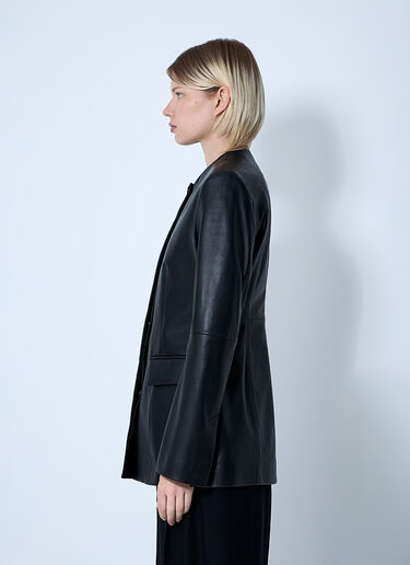 TOTEME Collarless Leather Jacket Black tot0261041