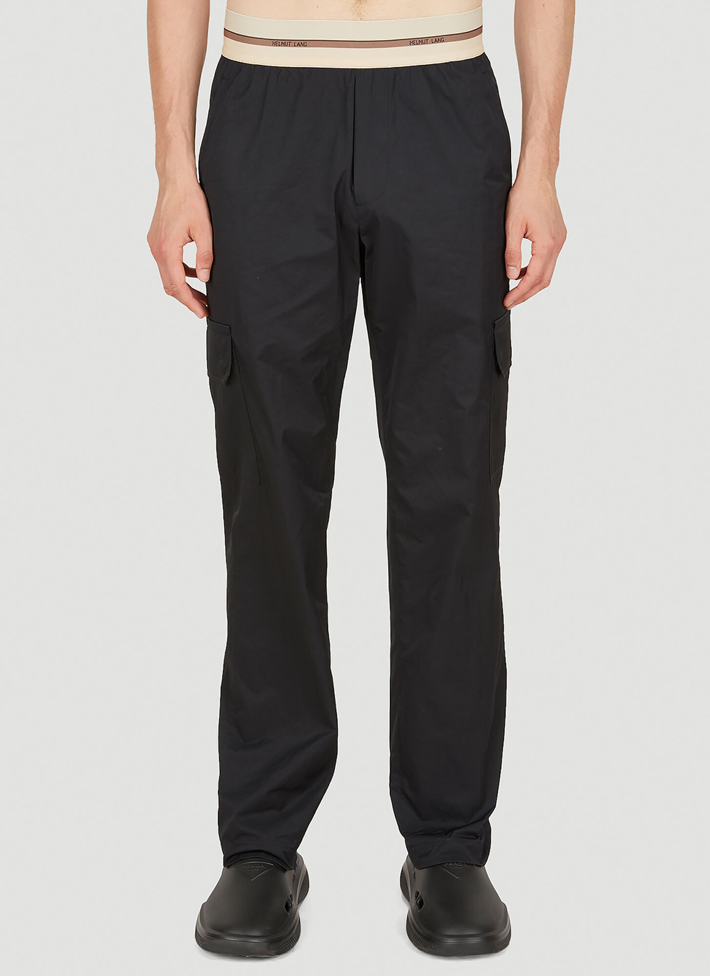 Helmut Lang Logo Waistband Track Trousers In Black