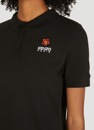 Kenzo 로고 자수 폴로 셔츠 블랙 knz0250019