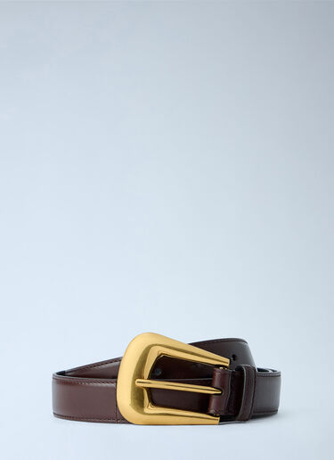 LN-CC® - Saint Laurent: Folk Buckle Belt - Brown Saint Laurent Folk Buckle Belt Brown sla0363001