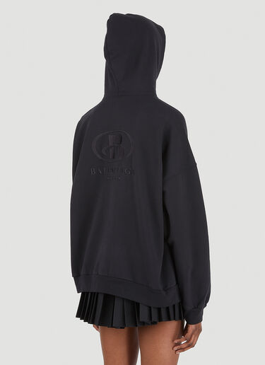 Logo Embroidery Hooded Sweatshirt Balenciaga Logo Embroidery Hooded Sweatshirt Black bal0246065