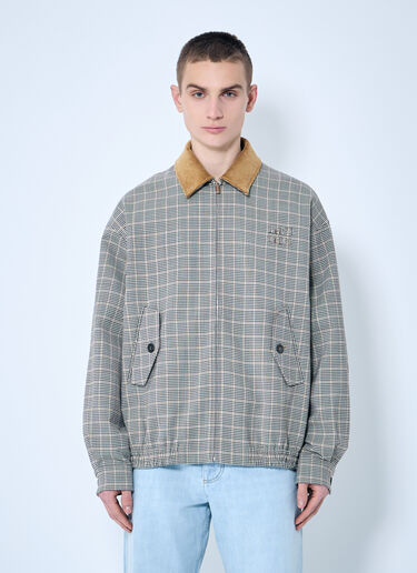 Miu Miu 체크 이중 직조 블루종 재킷 브라운 miu0360002