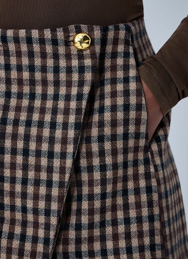 GANNI Wool-Blend Check Mini Skirt Brown gan0261013