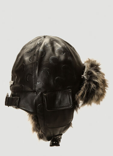 Marine Serre Faux-Fur Trimmed Hat Black mrs0342013