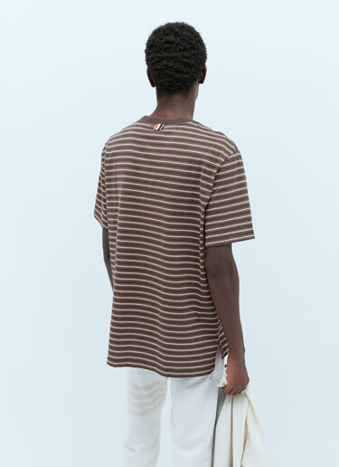 ロゴパッチ ストライプ Tシャツ Thom Browne ロゴパッチ ストライプ Tシャツ ブラウン thb0153005