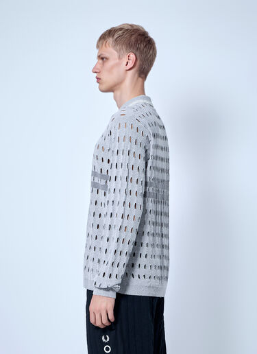 Fred Perry x Craig Green Long Sleeve Open Knit Polo Shirt Grey fry0166002