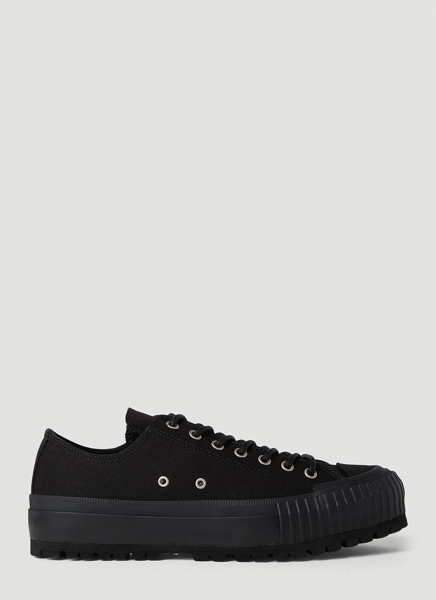 Shop Yohji Yamamoto Vulcanised Canvas Sneakers In Black