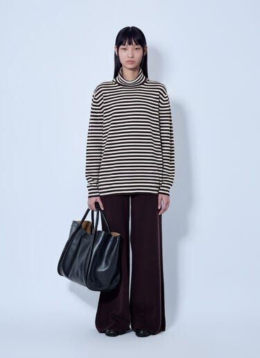 LN-CC® - Max Mara: Striped Turtleneck Sweater - Beige Max Mara Striped Turtleneck Sweater Beige max0266025