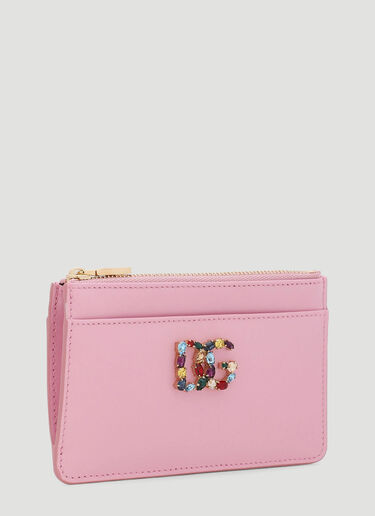 Dolce & Gabbana Rhinestone DG Zipped Card Holder Pink dol0247123